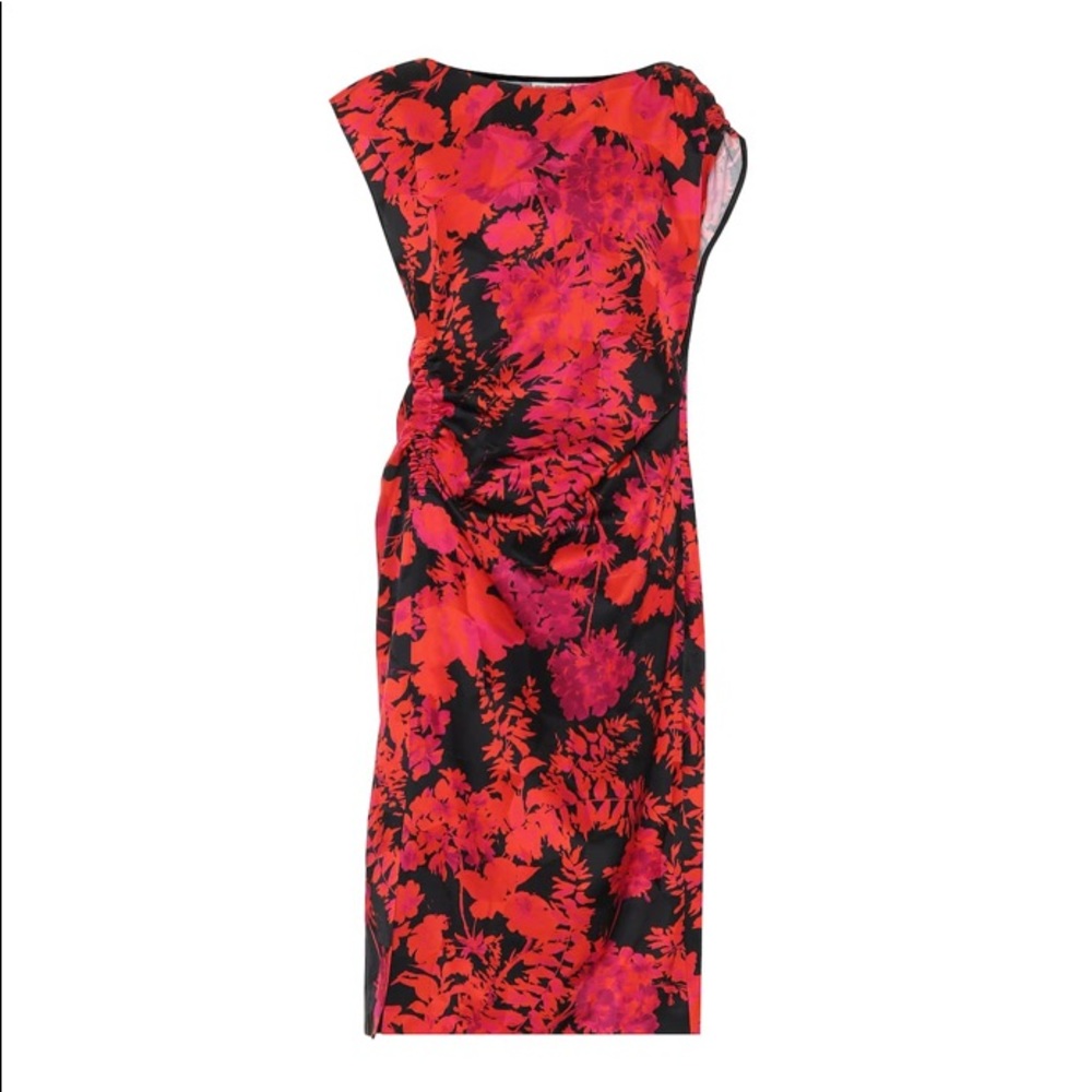 Dries Van Notan Red Floral MIDI Dress